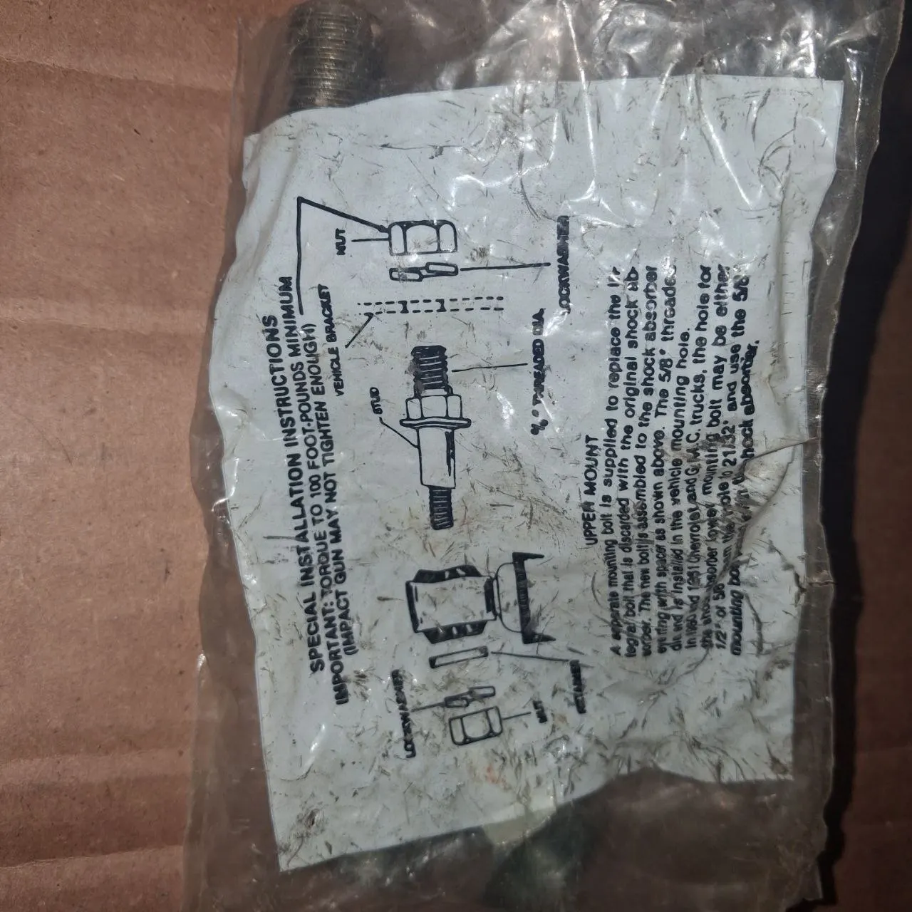 140702 Upper Shock Bolt 5/8 C30 K30 73-91 Chevy GMC Squarebody 1-Ton NOS