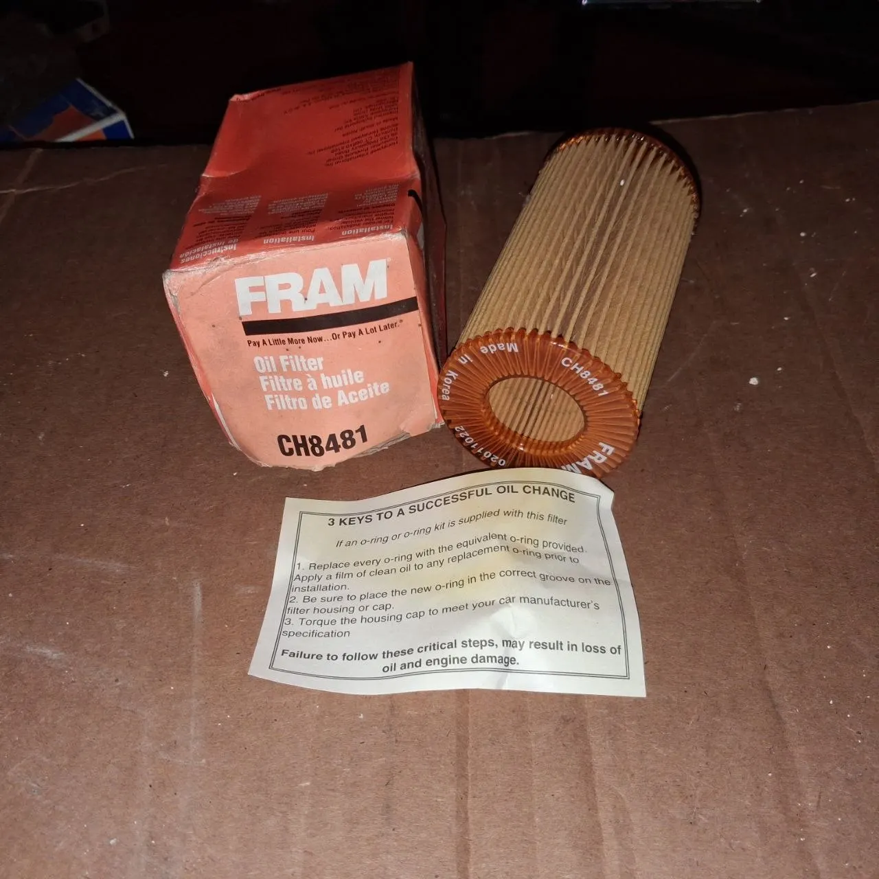 FRAM CH8481 Oil Filter Cartridge 01-12 Mercedes C240 C320 NOS
