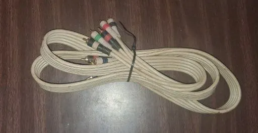 Used Composite RCA Cable Bundle Zip-Tied Beige AV Audio Video Male Cords